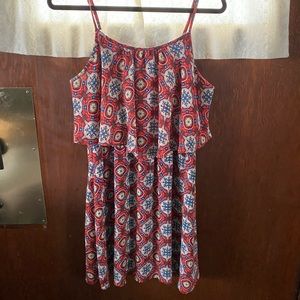 Xhilaration orange red multi color cami dress sz L